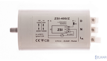 Elektroniczny zapłonnik impulsowy do lamp wyładowczych, typ ZSI-400/Z