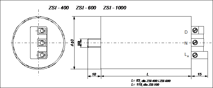 Układy zapłonowe: Wymiary (mm)